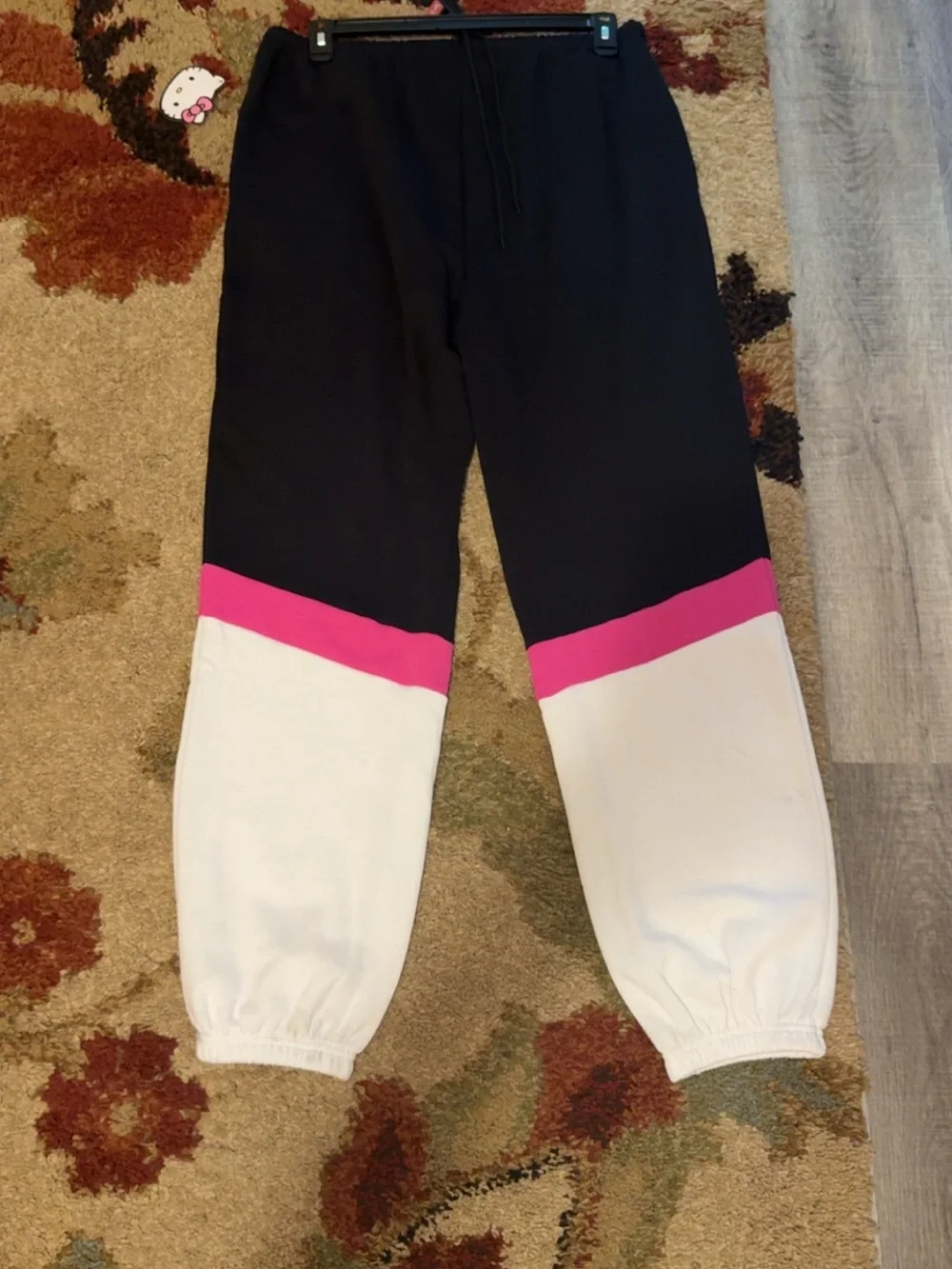 Hello Kitty Black, Pink & White Girls' Jogger Sweatpants - Picture 2 of 2
